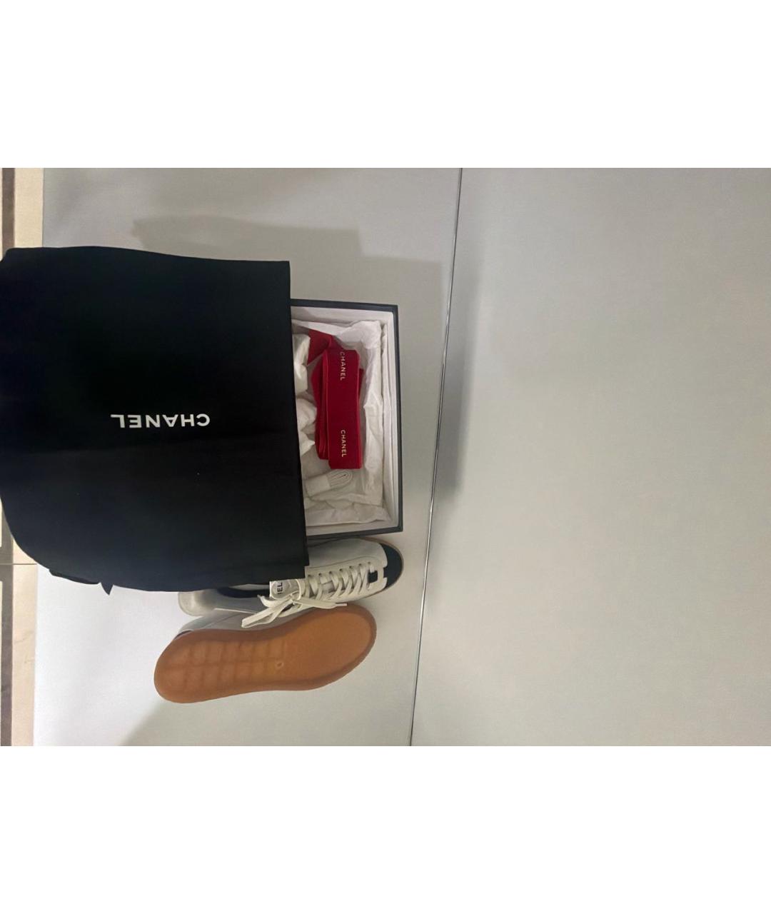 CHANEL Белые кожаные кроссовки, фото 6