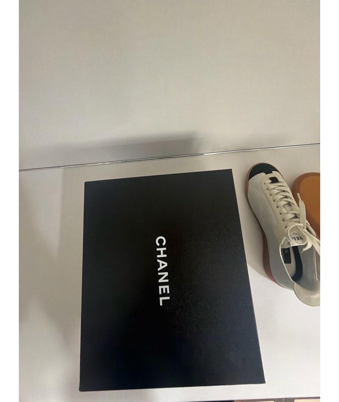 CHANEL Белые кожаные кроссовки, фото 7