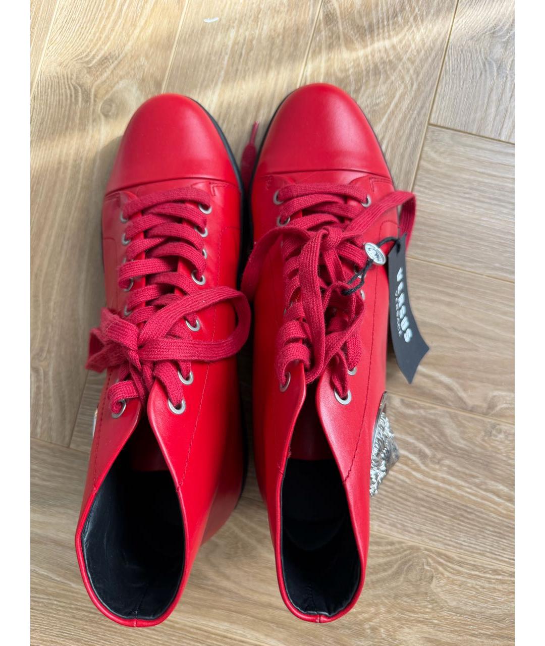 VERSACE Красные кожаные высокие ботинки, фото 3