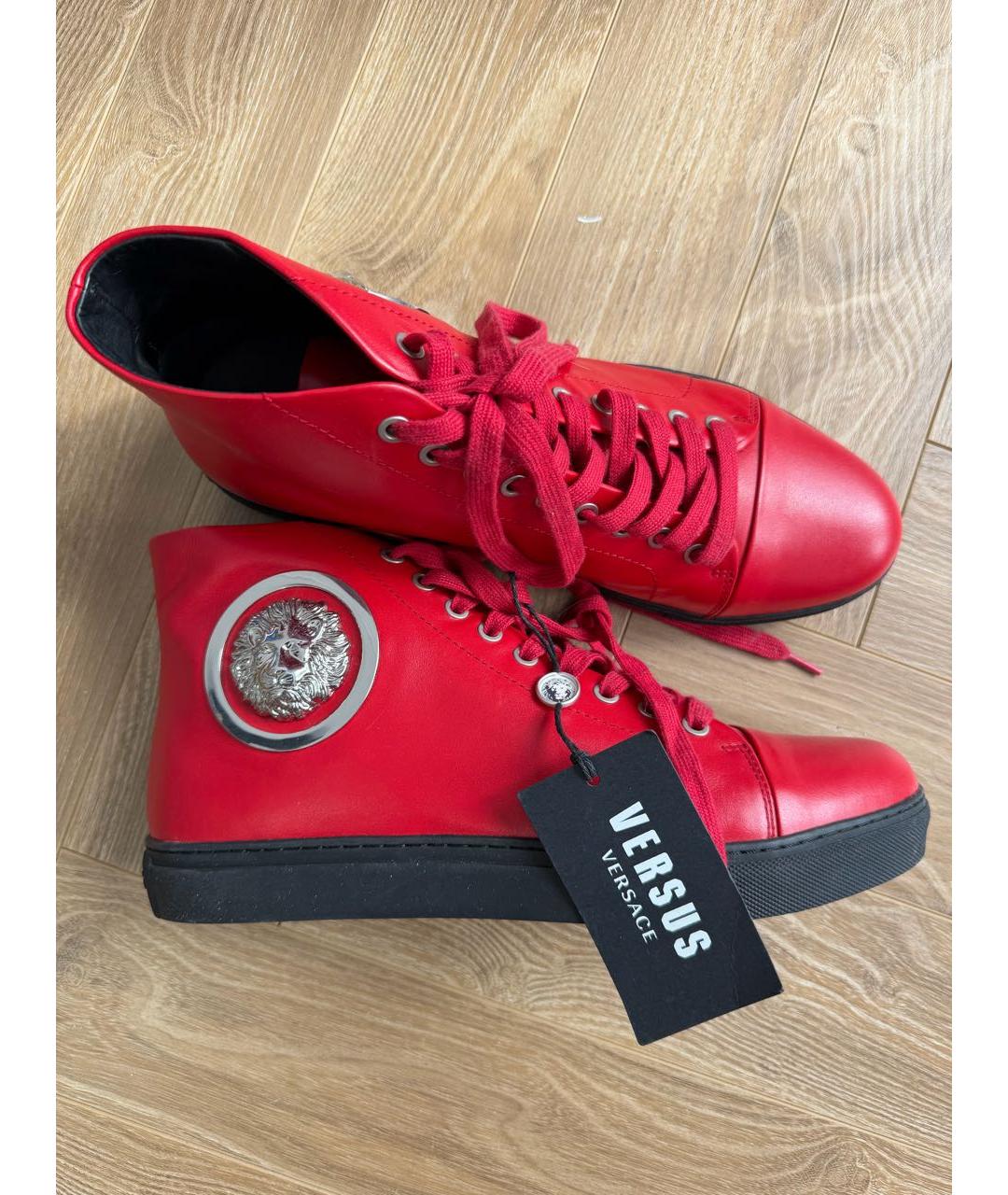 VERSACE Красные кожаные высокие ботинки, фото 5