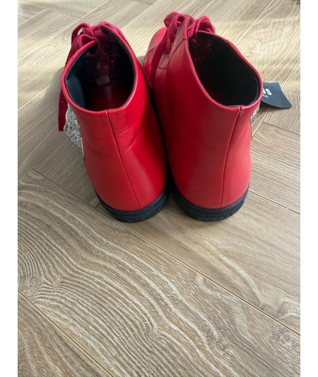 VERSACE Красные кожаные высокие ботинки, фото 4