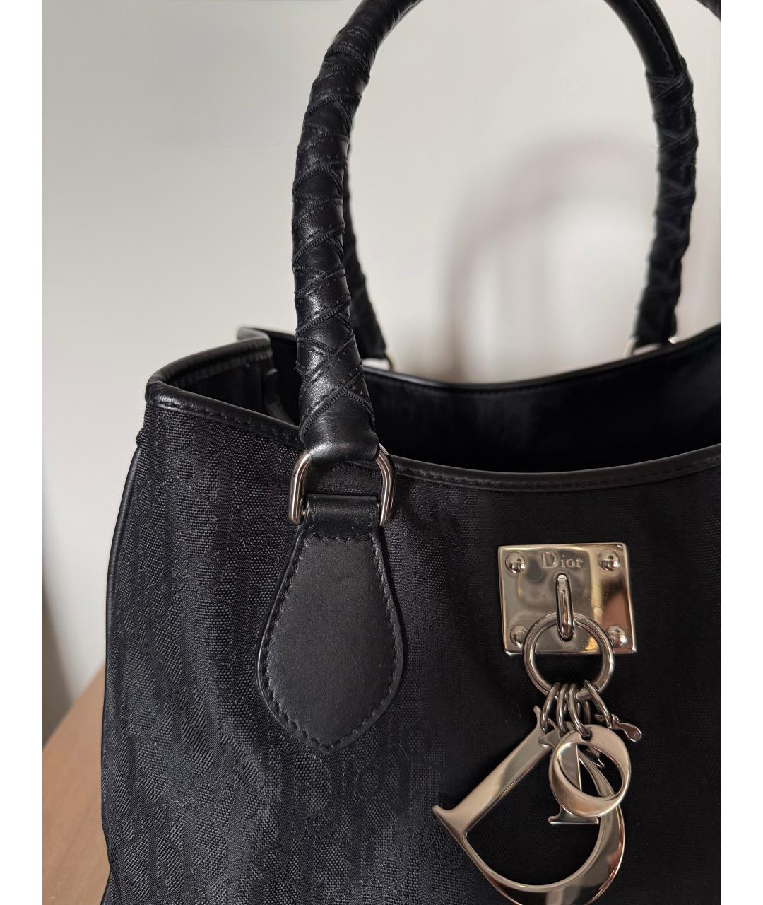 CHRISTIAN DIOR Черная тканевая сумка с короткими ручками, фото 5