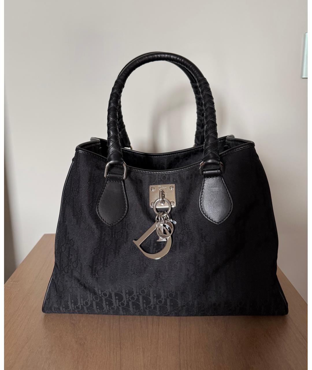 CHRISTIAN DIOR Черная тканевая сумка с короткими ручками, фото 8