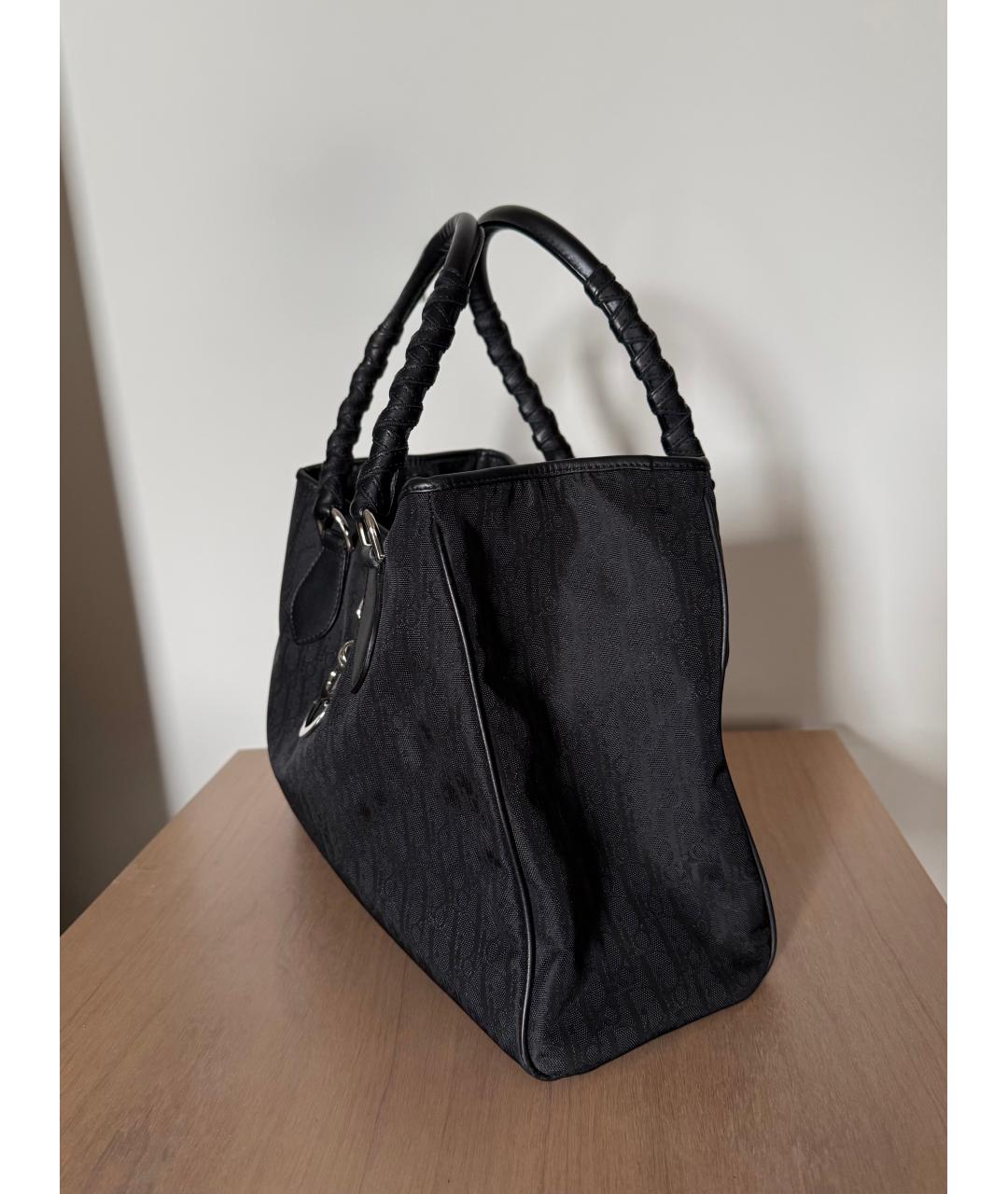 CHRISTIAN DIOR Черная тканевая сумка с короткими ручками, фото 2