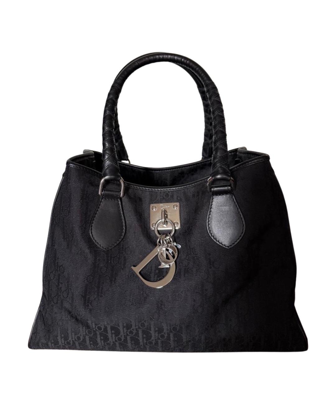 CHRISTIAN DIOR Черная тканевая сумка с короткими ручками, фото 1