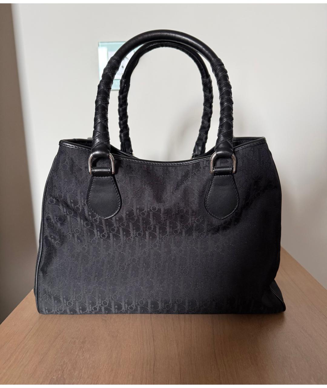 CHRISTIAN DIOR Черная тканевая сумка с короткими ручками, фото 3