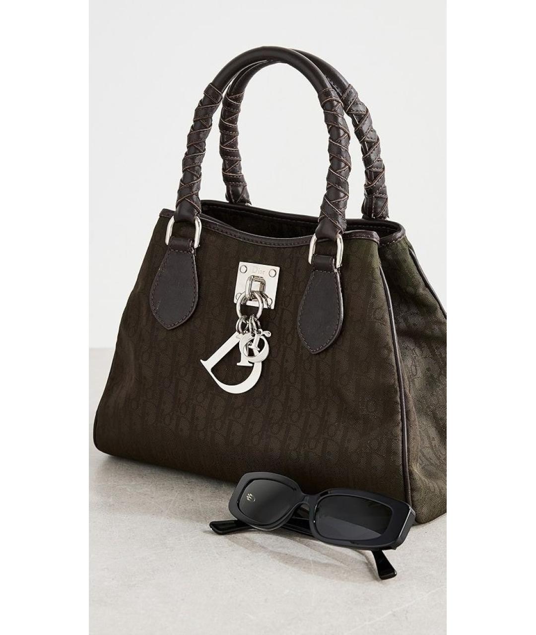 CHRISTIAN DIOR Черная тканевая сумка с короткими ручками, фото 6