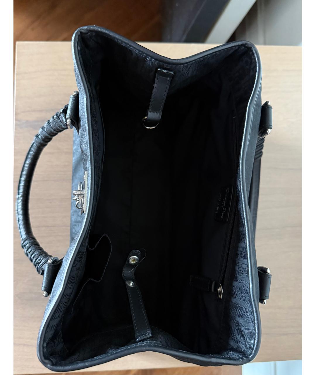 CHRISTIAN DIOR Черная тканевая сумка с короткими ручками, фото 4