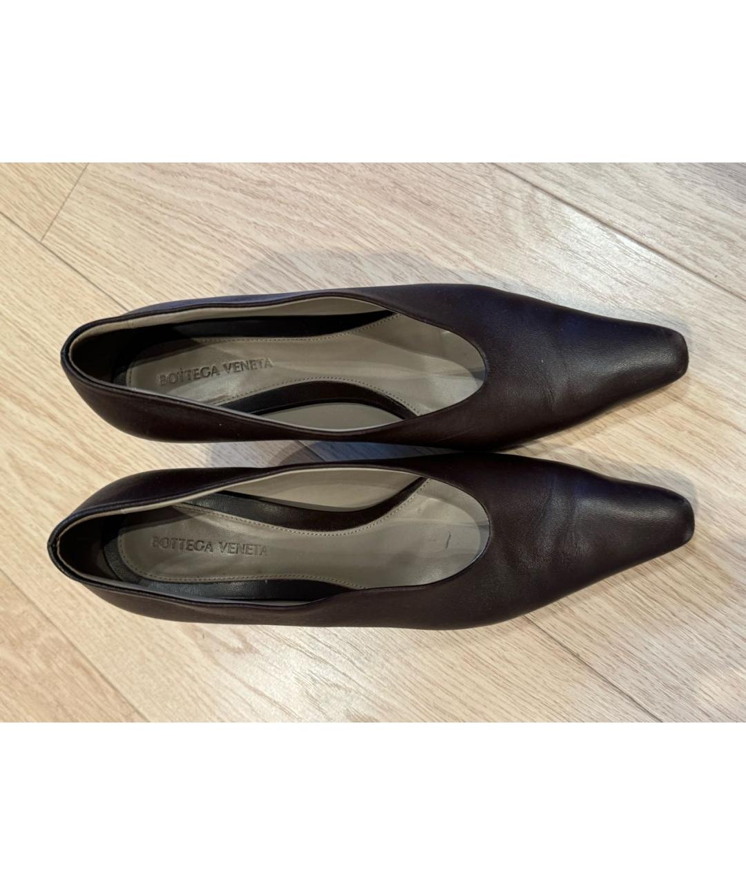 BOTTEGA VENETA Коричневые кожаные туфли, фото 2