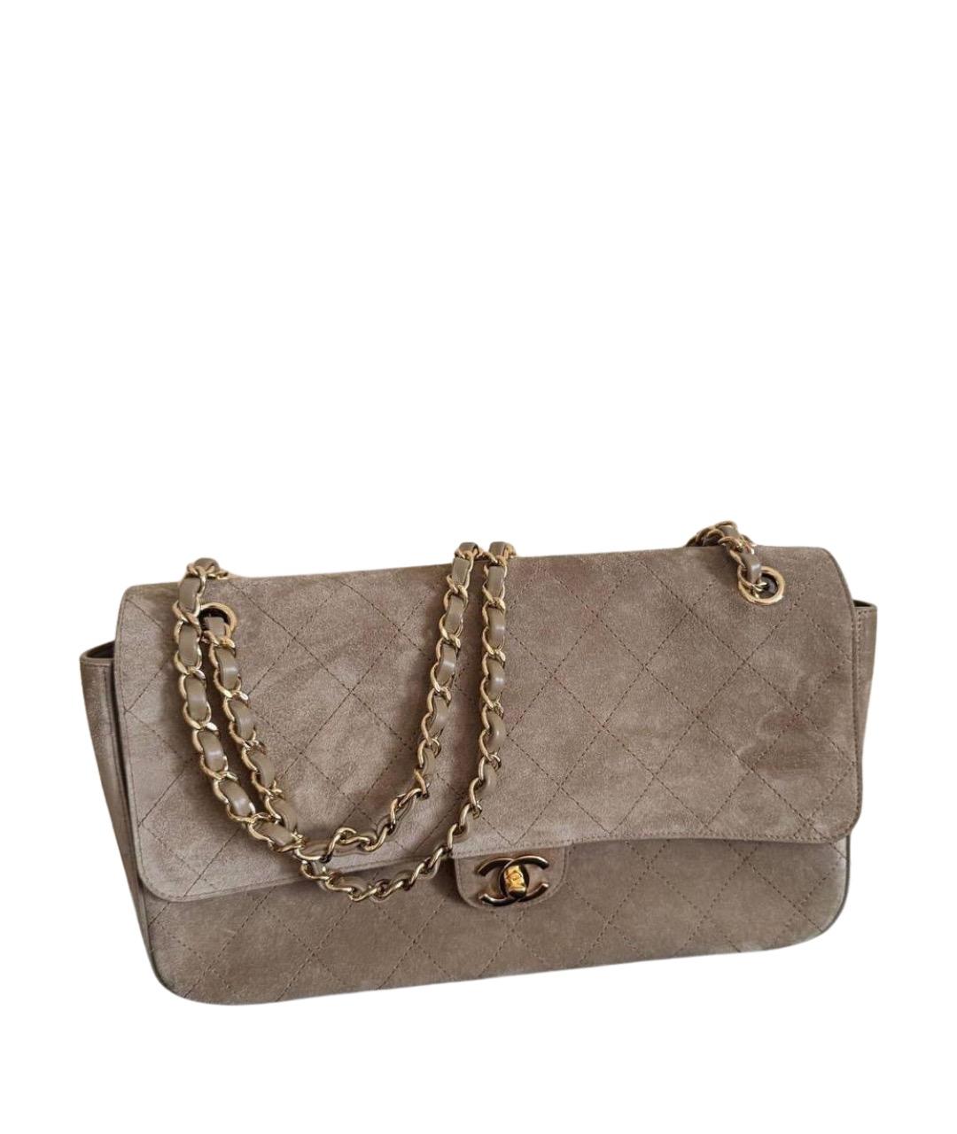 CHANEL Бежевая замшевая сумка через плечо, фото 1