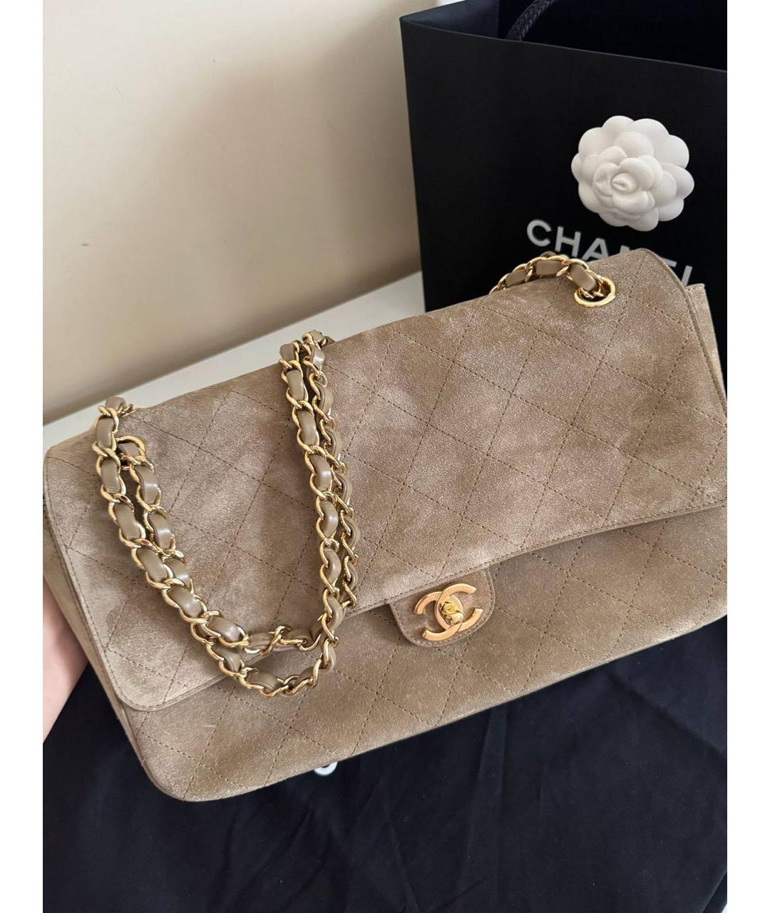 CHANEL Бежевая замшевая сумка через плечо, фото 3