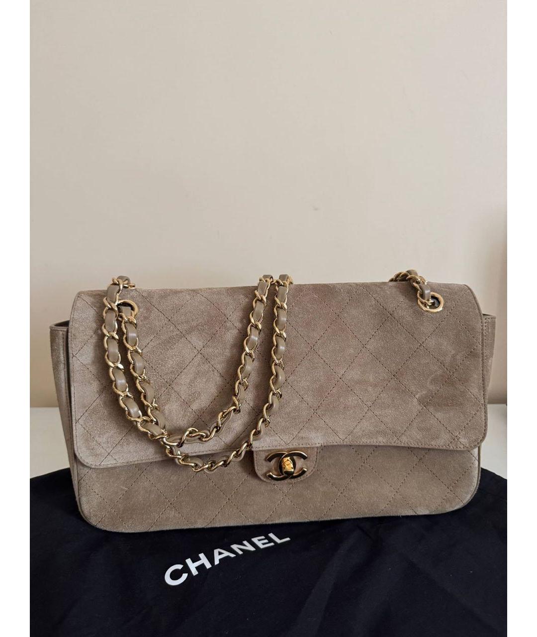 CHANEL Бежевая замшевая сумка через плечо, фото 6