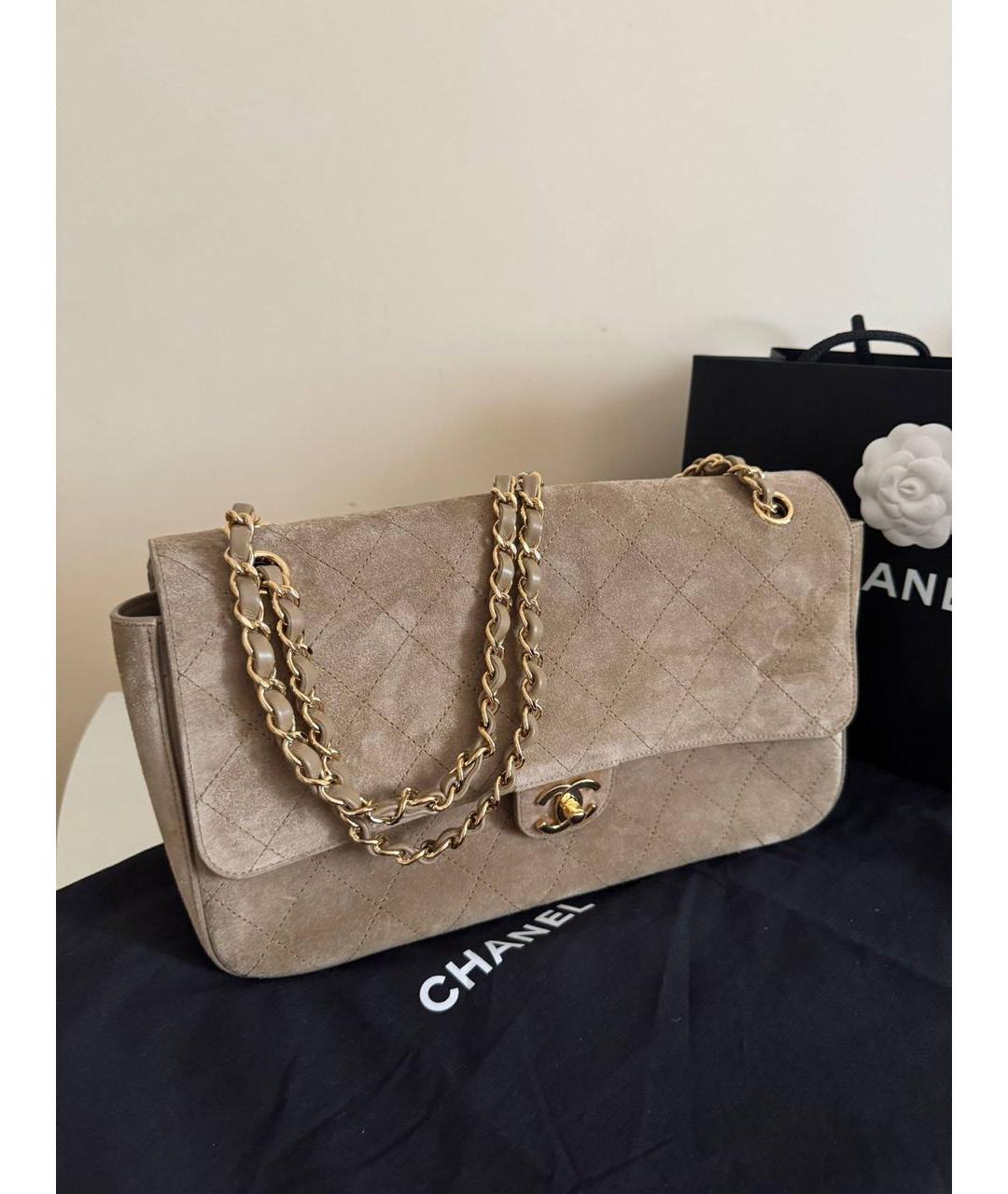 CHANEL Бежевая замшевая сумка через плечо, фото 5