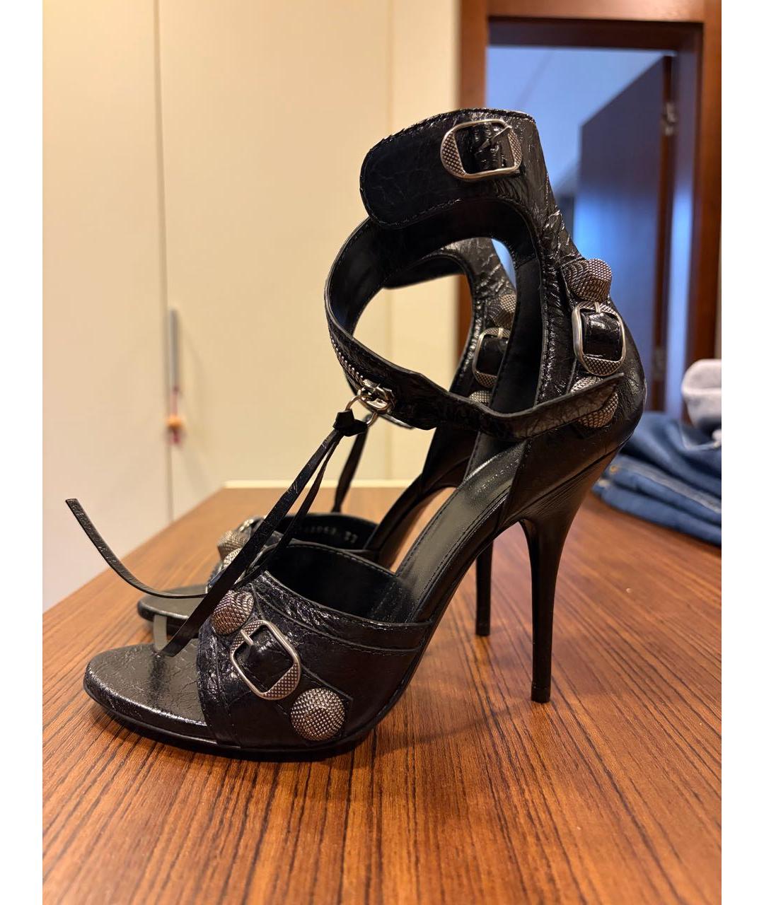 BALENCIAGA Черные кожаные босоножки, фото 8