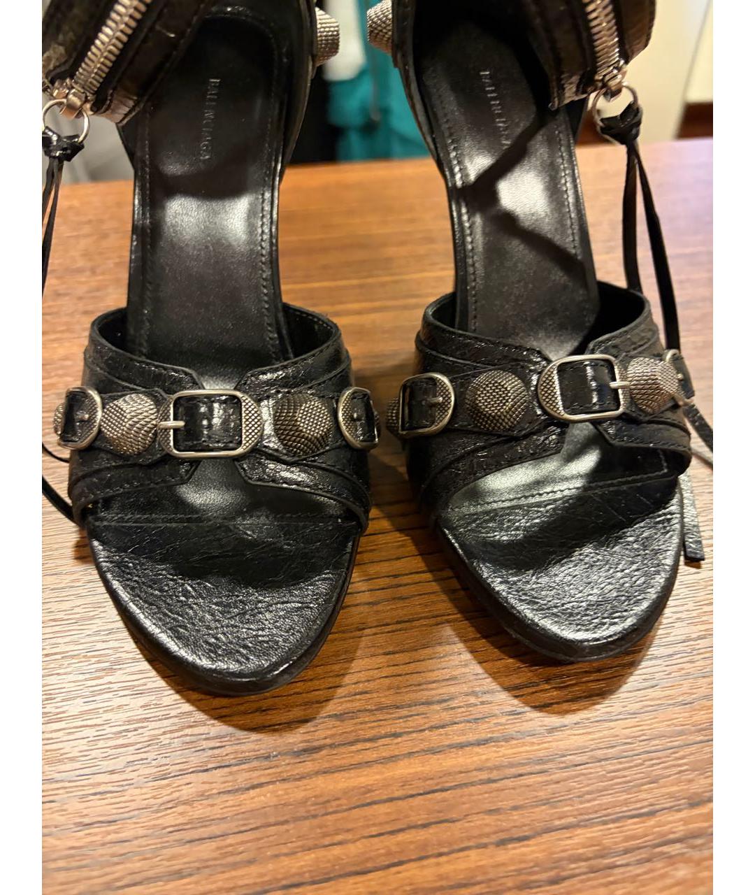 BALENCIAGA Черные кожаные босоножки, фото 3