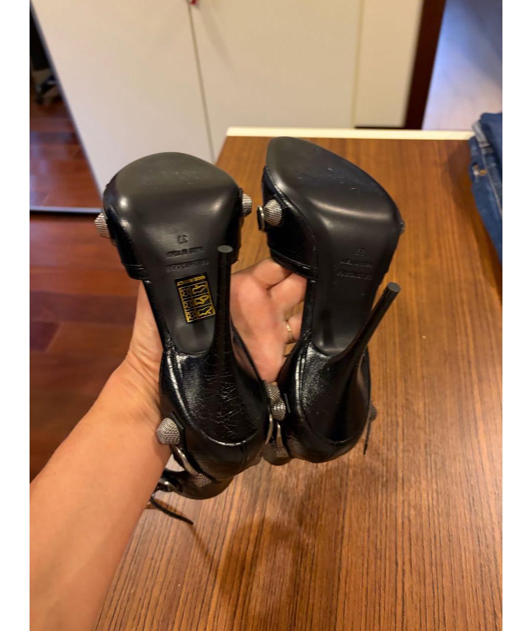 BALENCIAGA Черные кожаные босоножки, фото 5