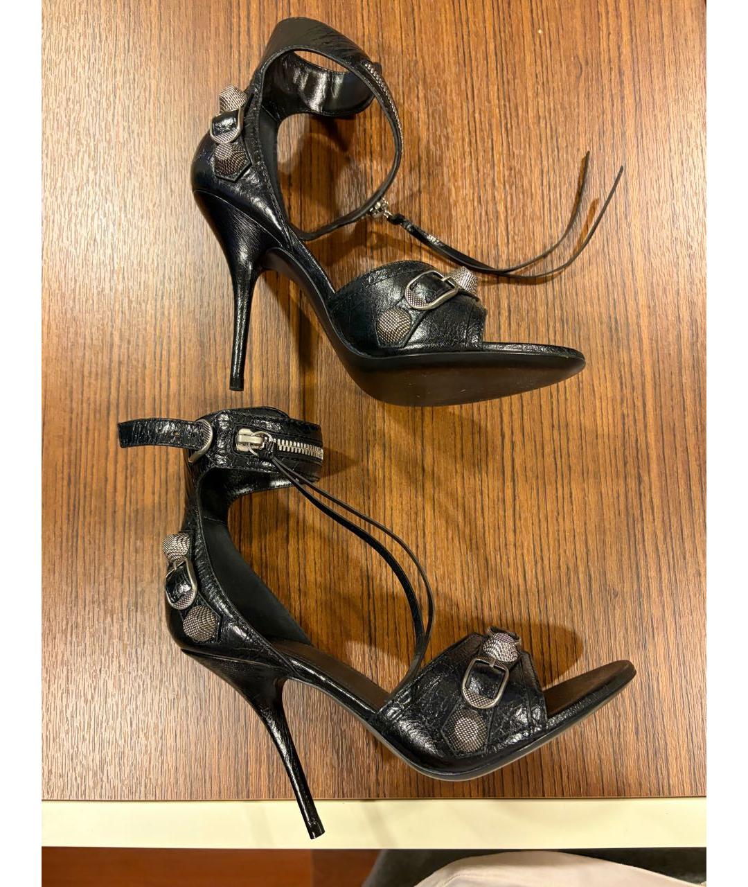 BALENCIAGA Черные кожаные босоножки, фото 6