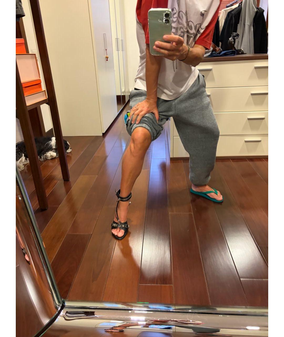 BALENCIAGA Черные кожаные босоножки, фото 7