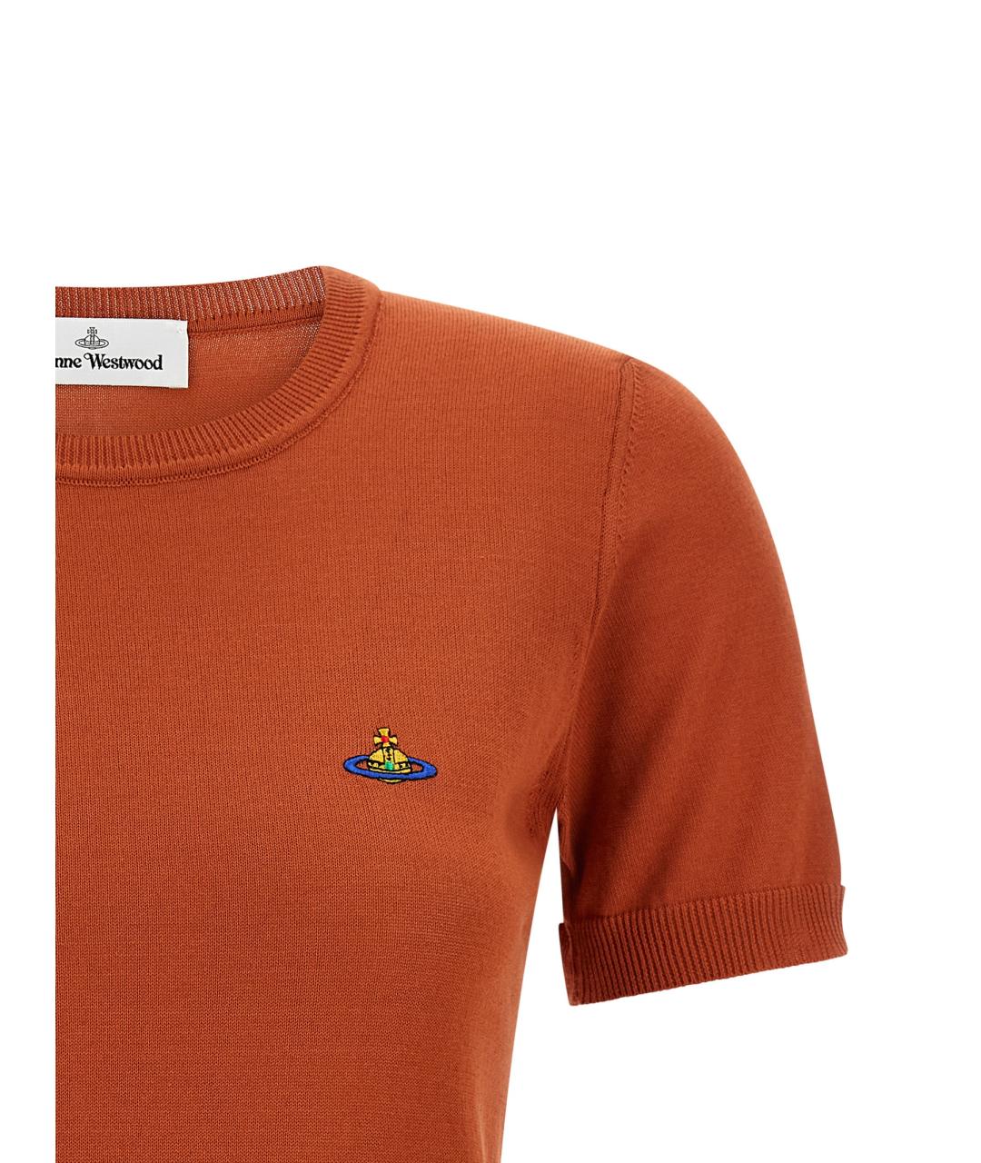 VIVIENNE WESTWOOD Оранжевая хлопковая футболка, фото 3