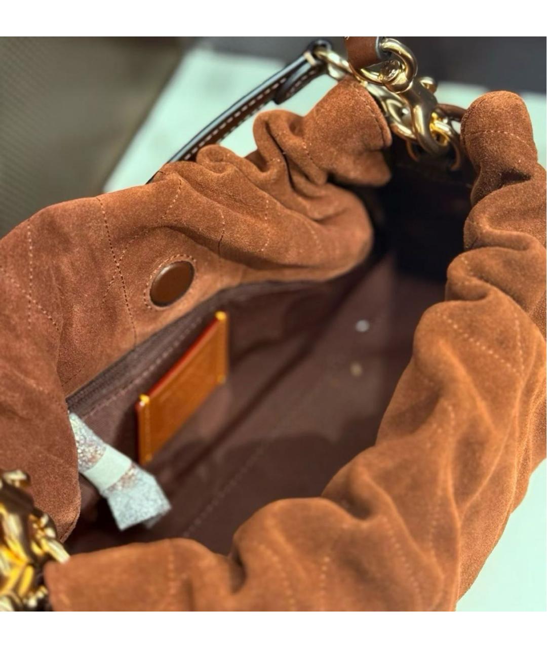 COACH Коричневая замшевая сумка через плечо, фото 6