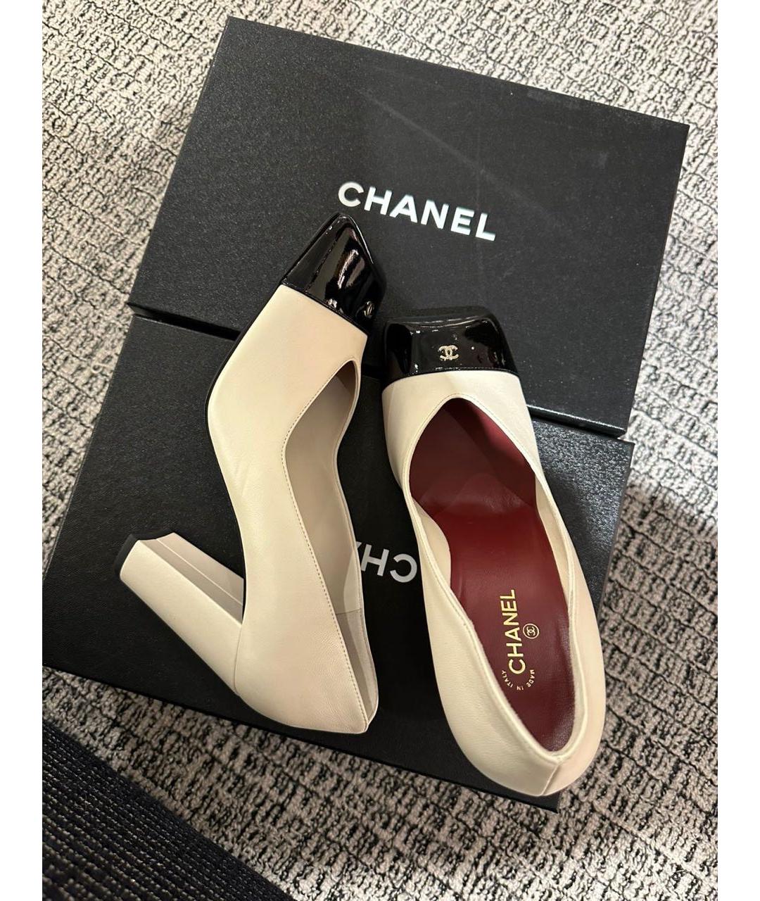 CHANEL Белые кожаные туфли, фото 4