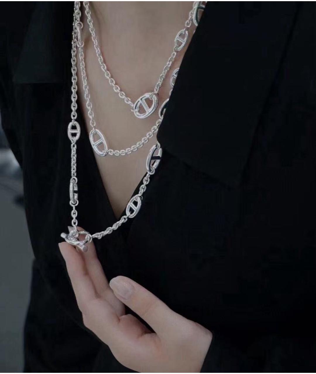 HERMES Серебряное серебряное колье, фото 5