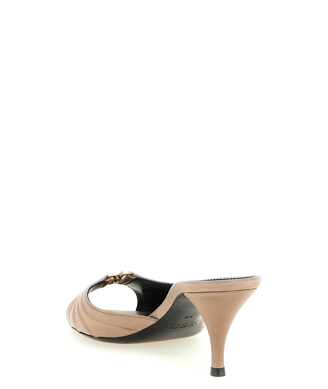 SAINT LAURENT Розовые кожаные мюли, фото 3