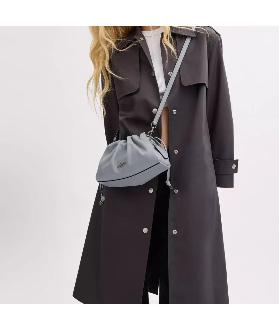 COACH Серая кожаная сумка через плечо, фото 4