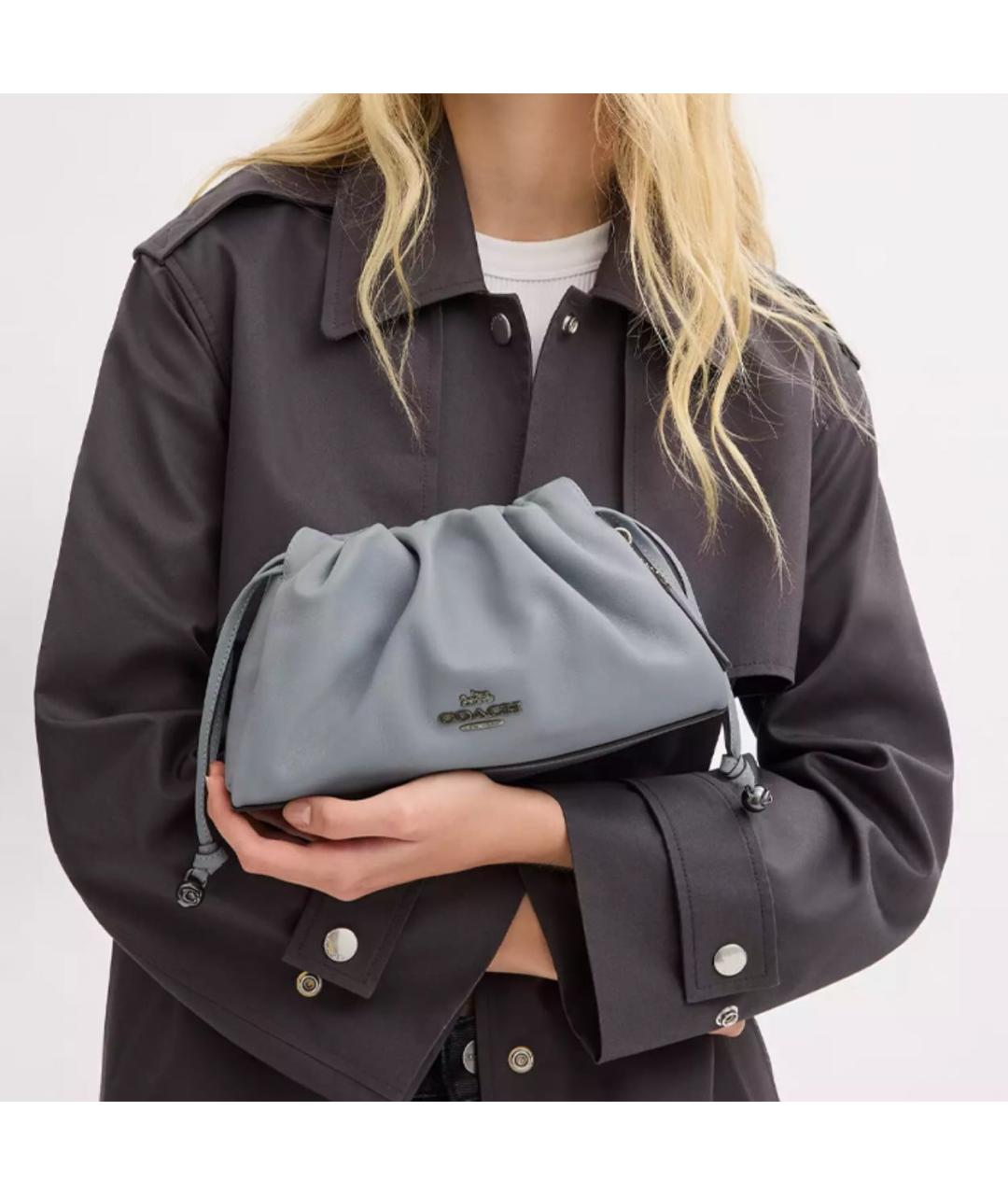 COACH Серая кожаная сумка через плечо, фото 5