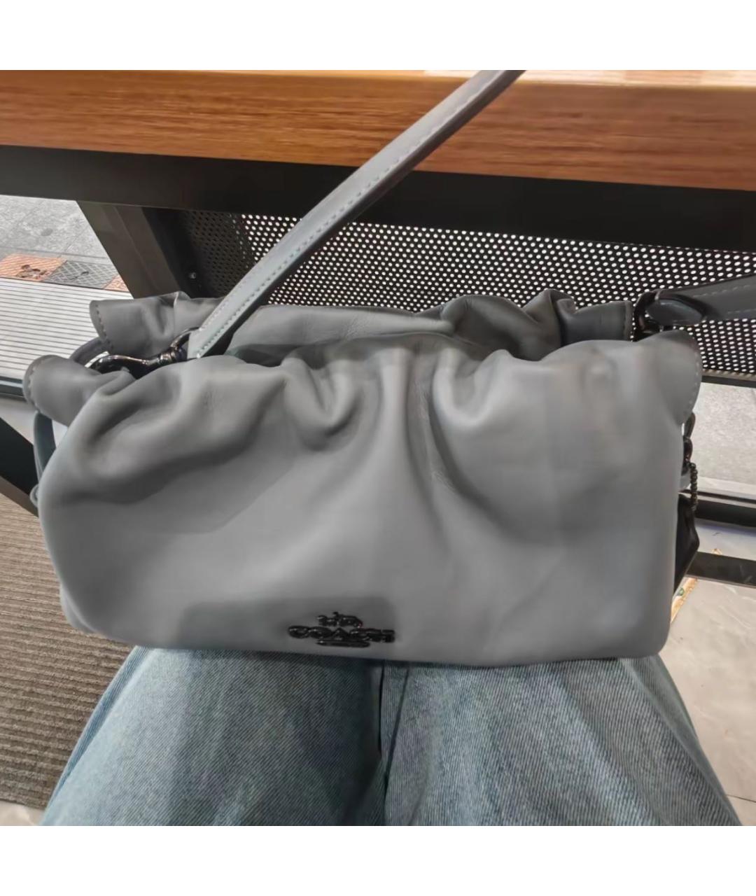 COACH Серая кожаная сумка через плечо, фото 6