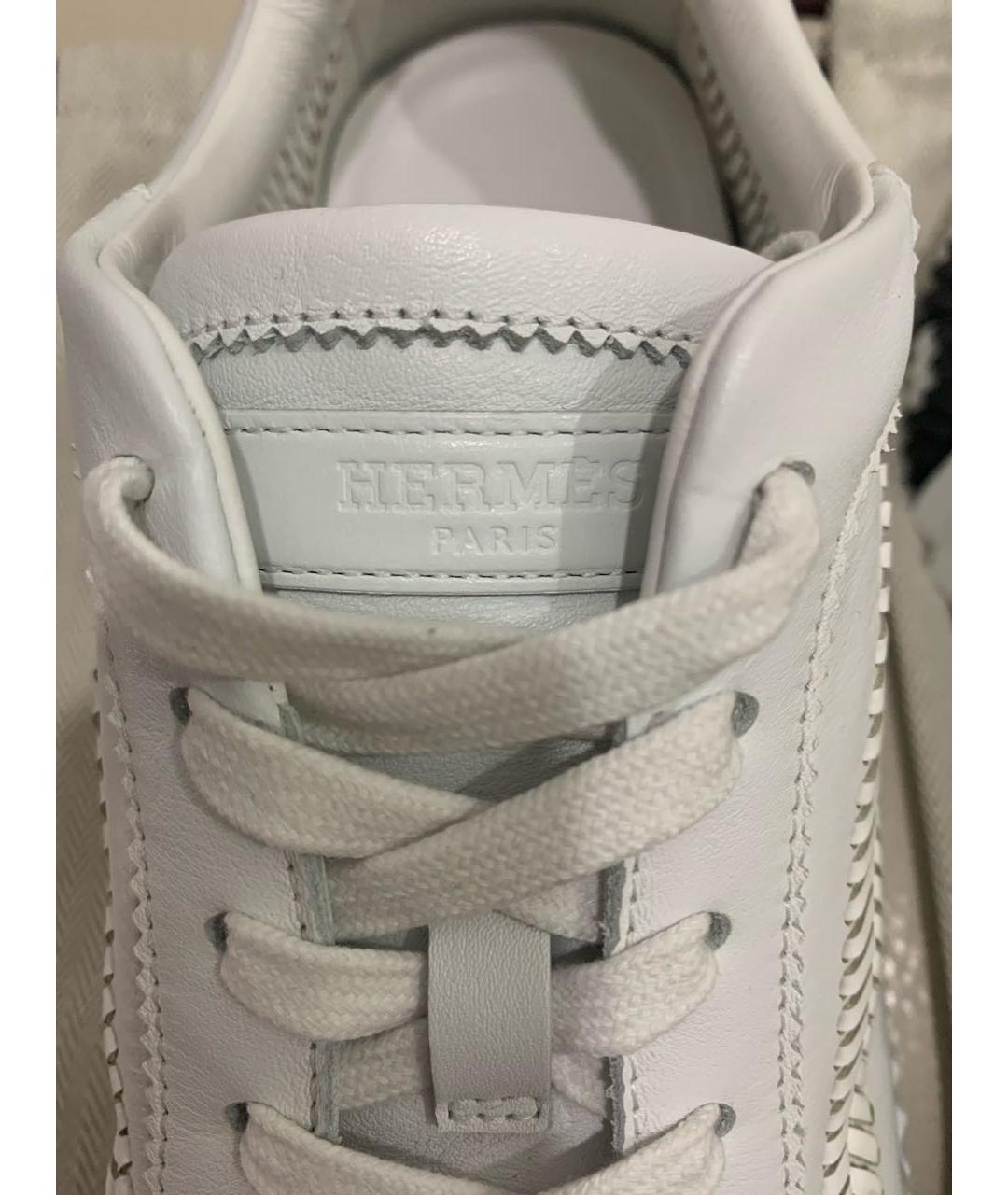 HERMES Белые кожаные кроссовки, фото 5