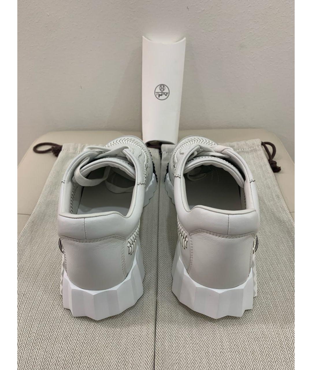 HERMES Белые кожаные кроссовки, фото 3