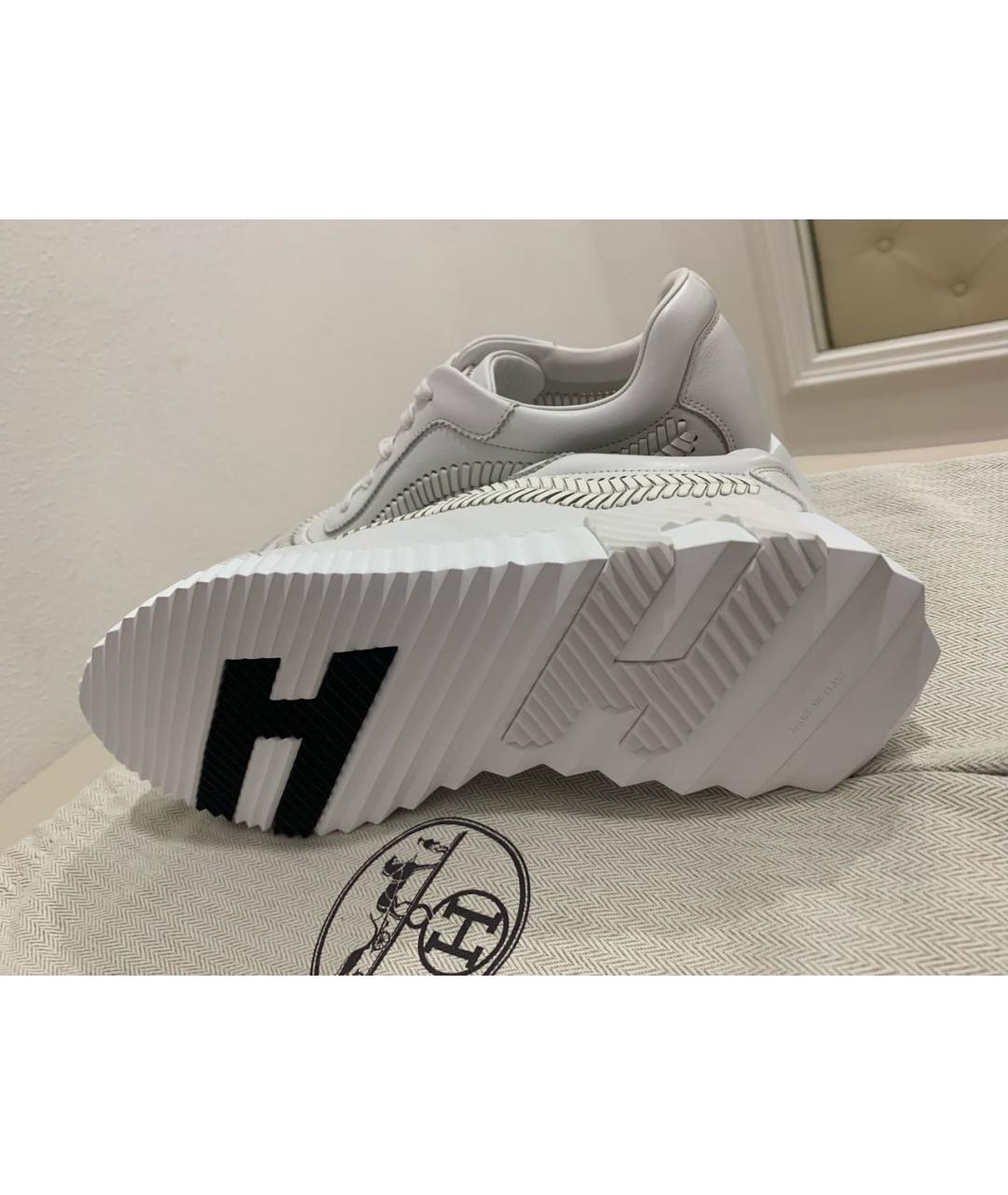 HERMES Белые кожаные кроссовки, фото 7