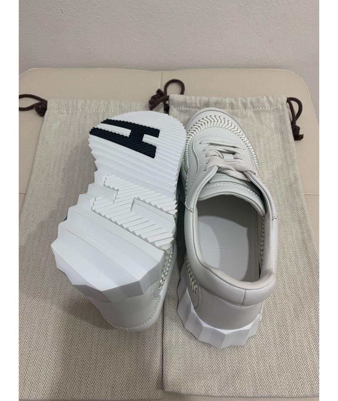 HERMES Белые кожаные кроссовки, фото 4