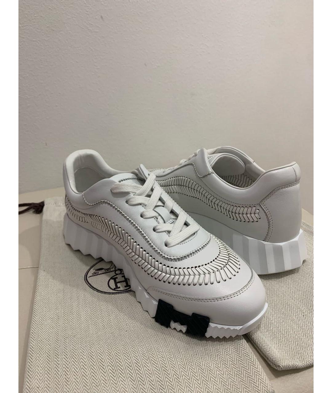 HERMES Белые кожаные кроссовки, фото 6