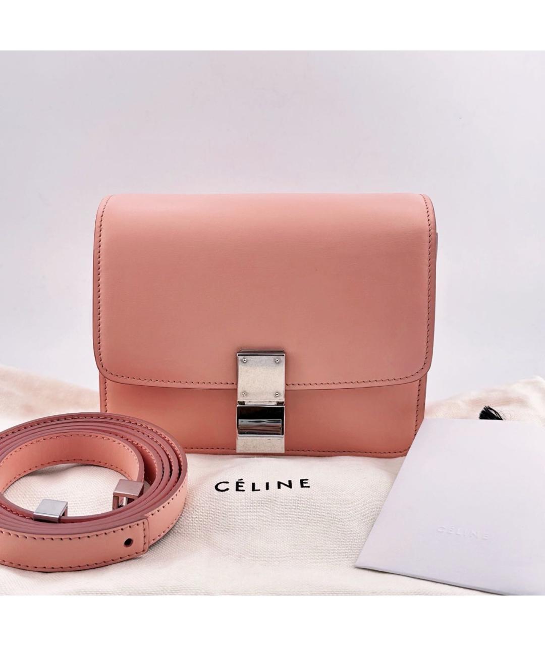 CELINE Розовая кожаная сумка через плечо, фото 2