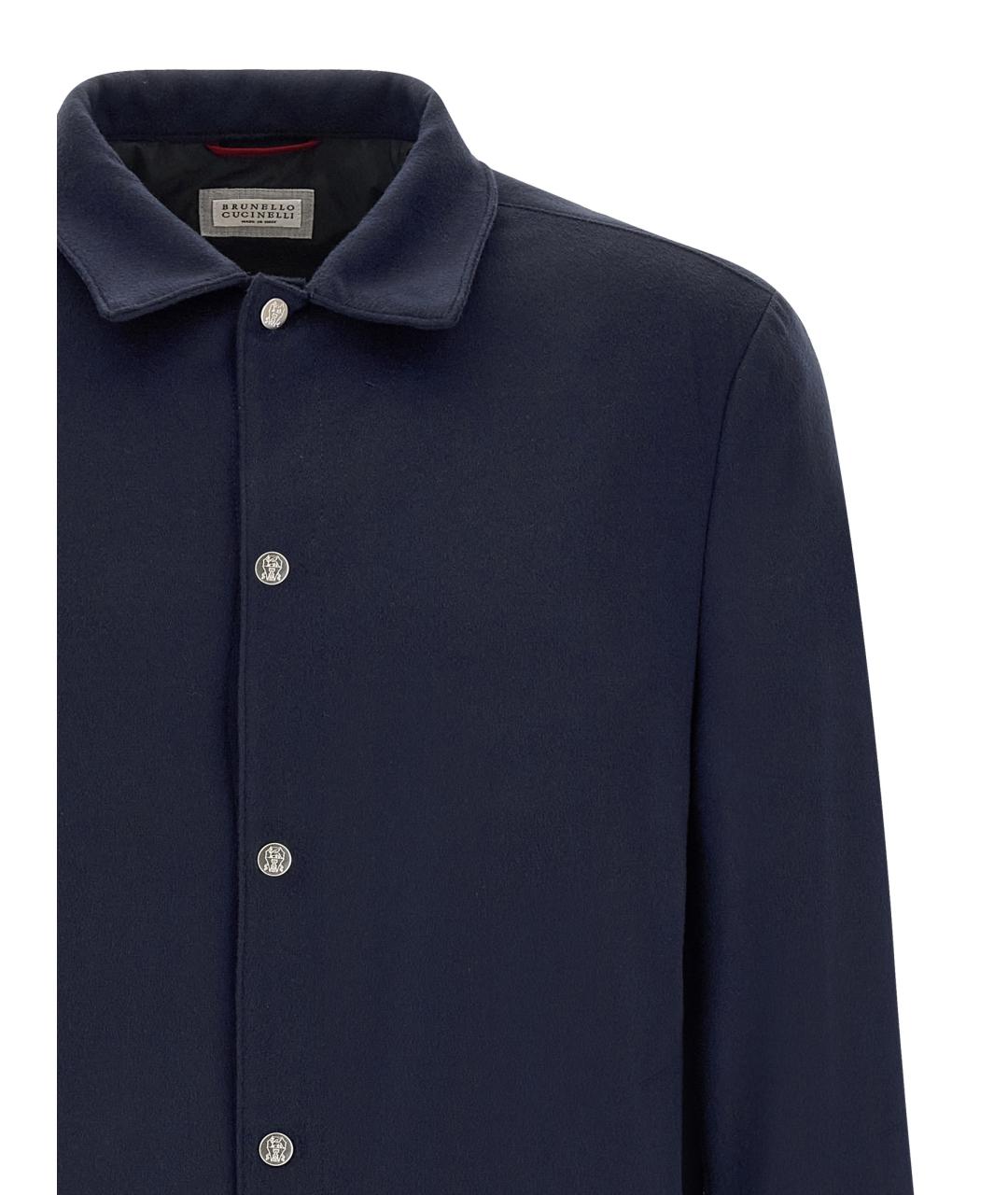 BRUNELLO CUCINELLI Темно-синяя кашемировая кэжуал рубашка, фото 3