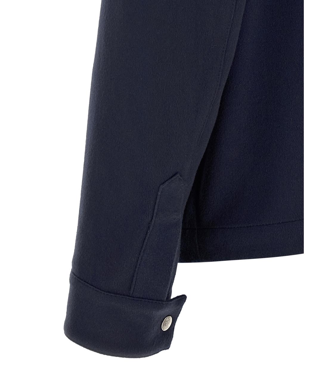 BRUNELLO CUCINELLI Темно-синяя кашемировая кэжуал рубашка, фото 4