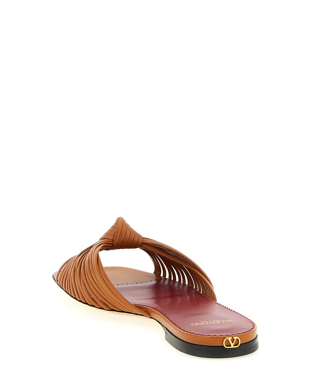 VALENTINO Коричневые кожаные шлепанцы, фото 3