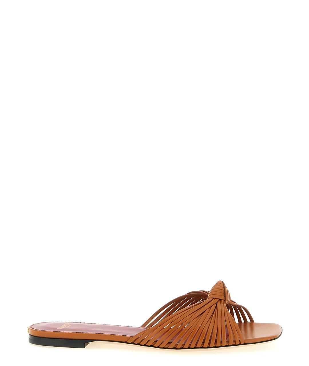 VALENTINO Коричневые кожаные шлепанцы, фото 1