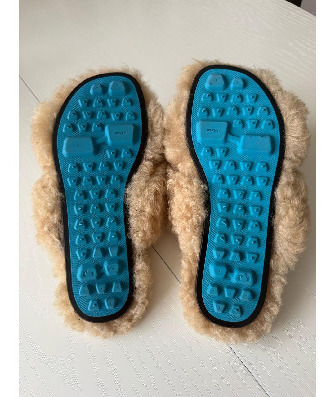 OFF-WHITE Бежевые шлепанцы, фото 5