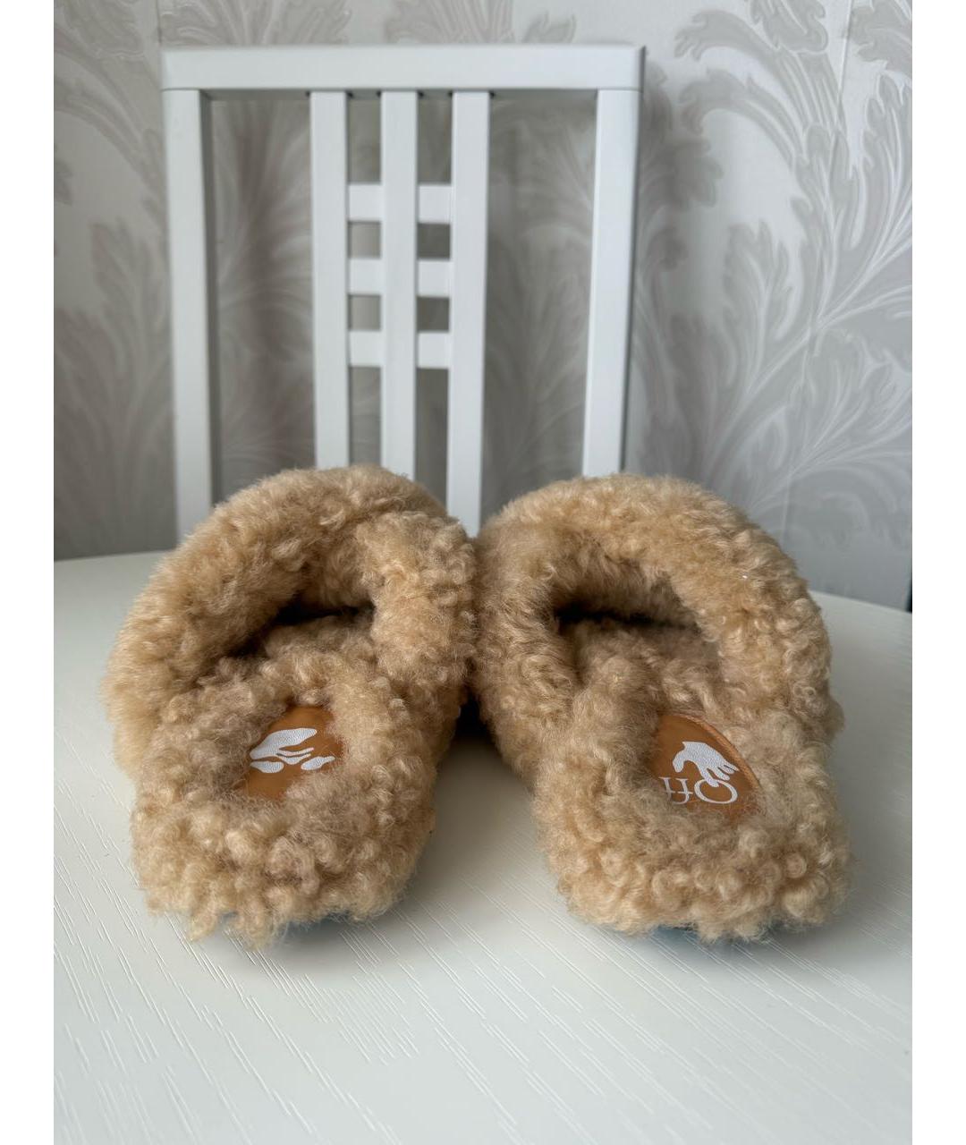 OFF-WHITE Бежевые шлепанцы, фото 4