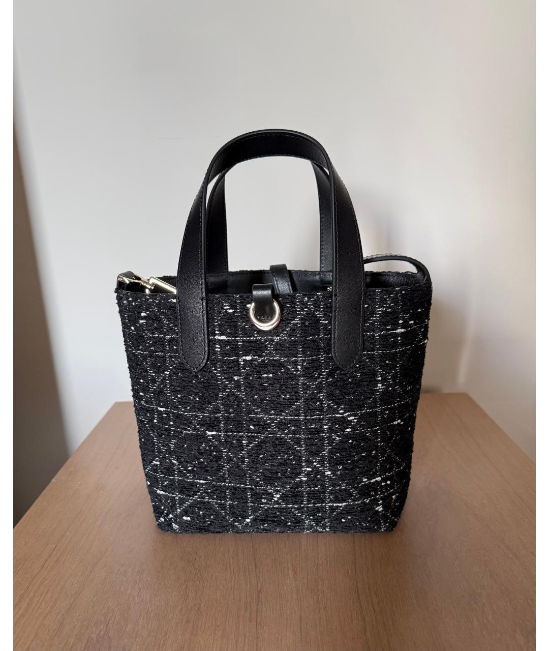 CHRISTIAN DIOR Черная твидовая сумка с короткими ручками, фото 3