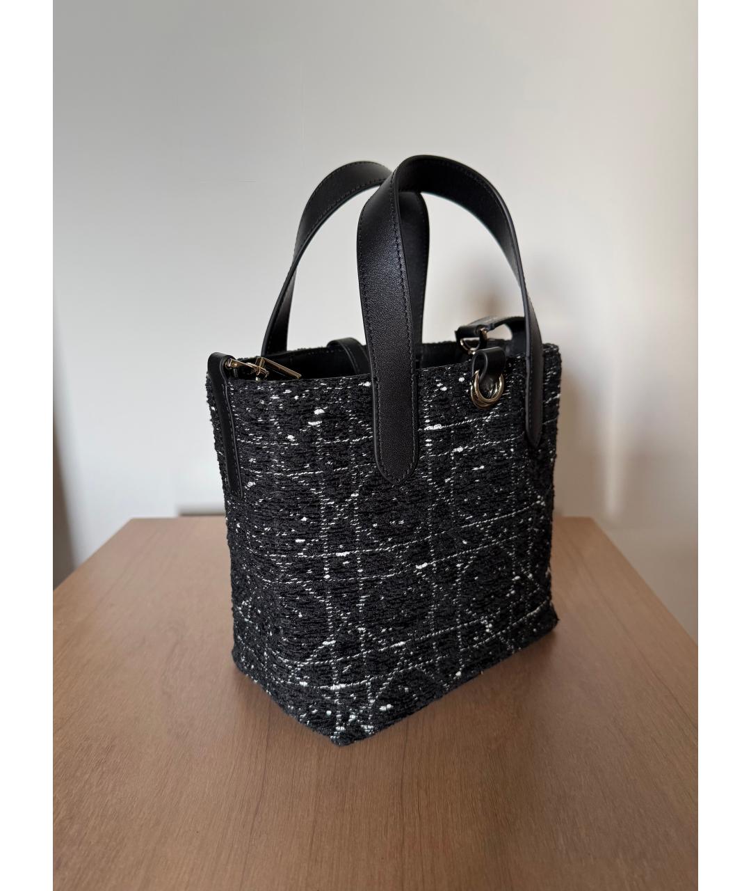 CHRISTIAN DIOR Черная твидовая сумка с короткими ручками, фото 2