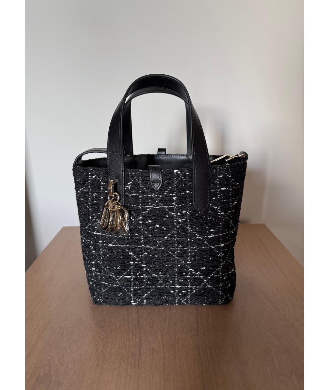 CHRISTIAN DIOR Черная твидовая сумка с короткими ручками, фото 6