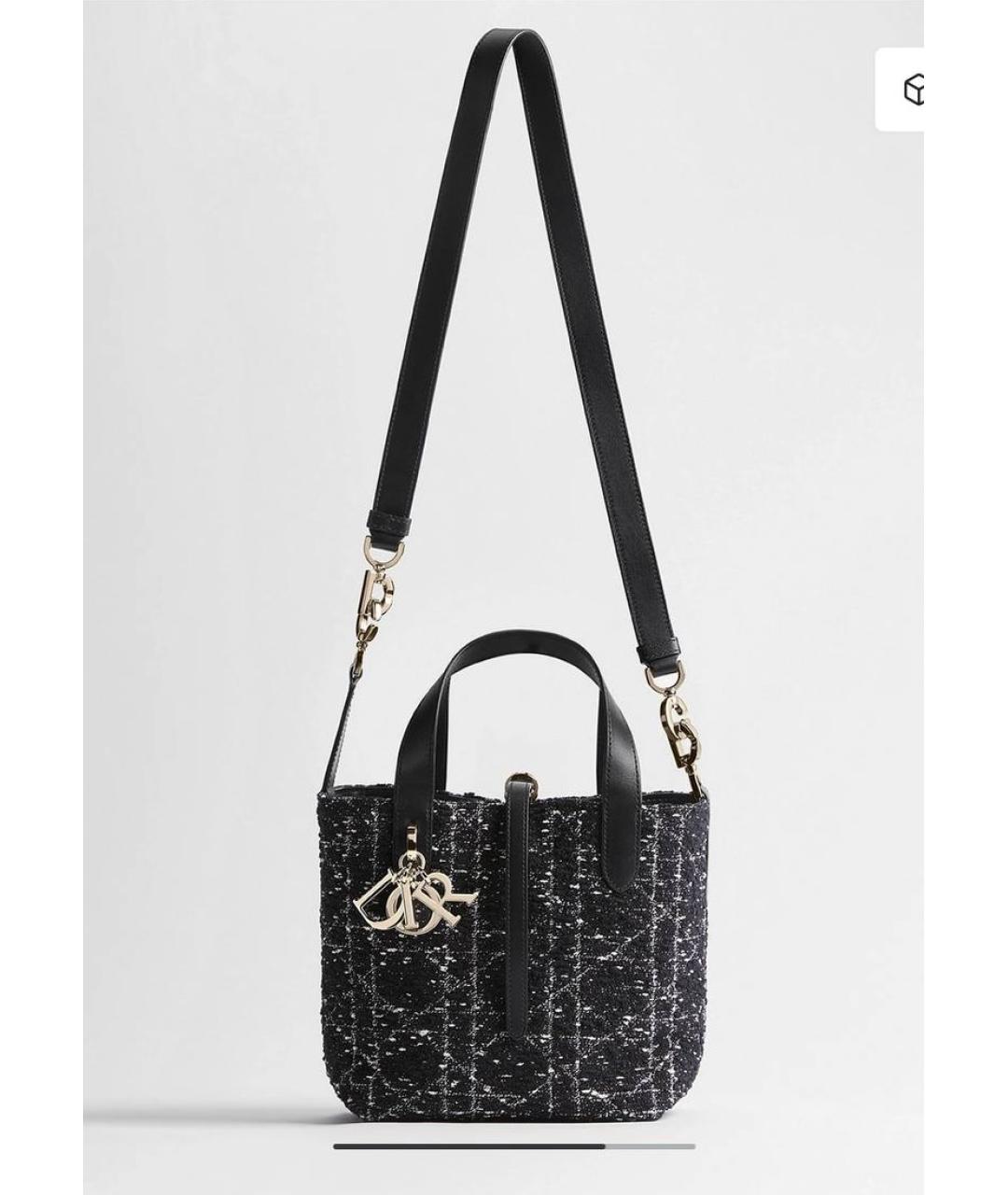 CHRISTIAN DIOR Черная твидовая сумка с короткими ручками, фото 5