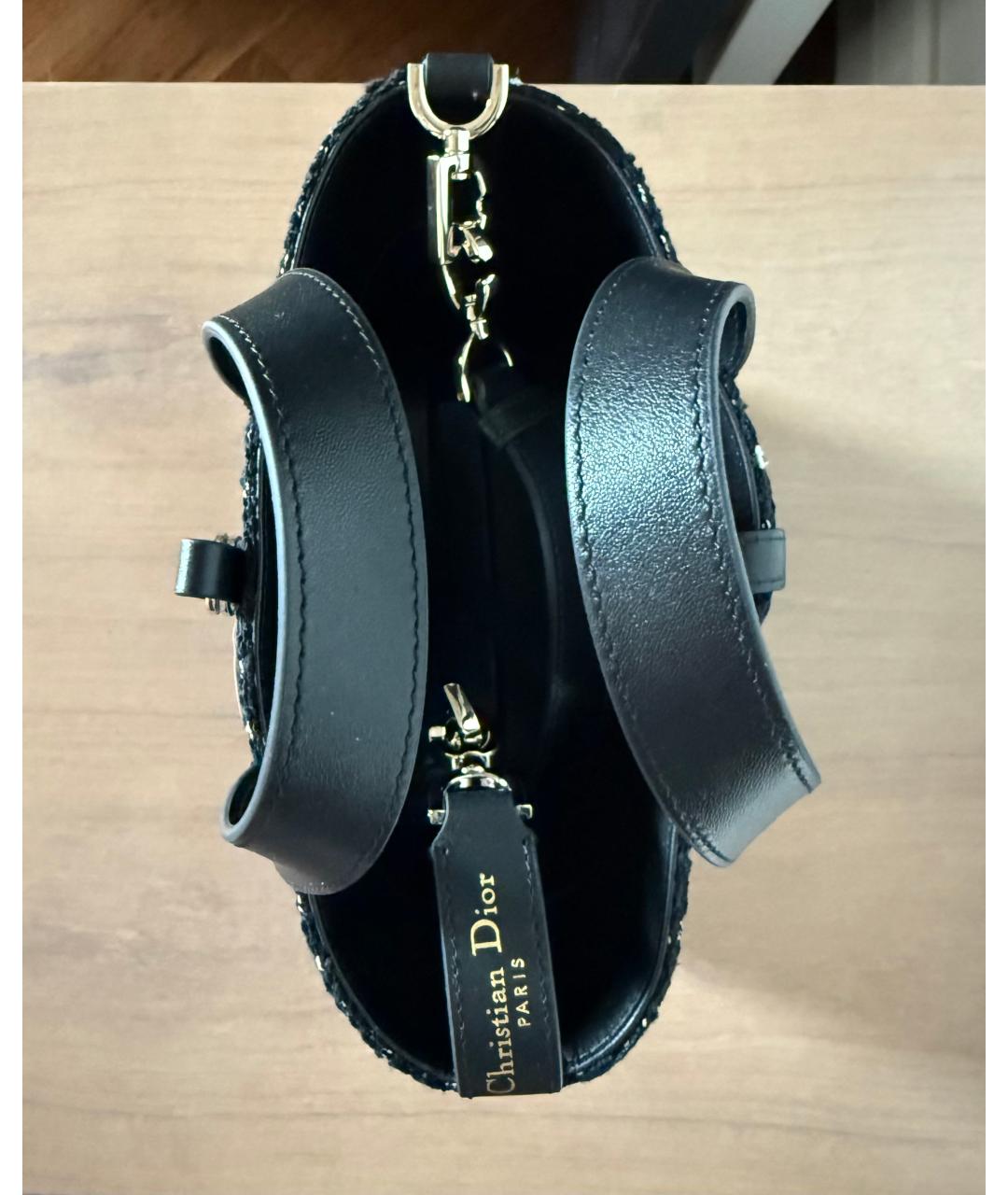CHRISTIAN DIOR Черная твидовая сумка с короткими ручками, фото 4