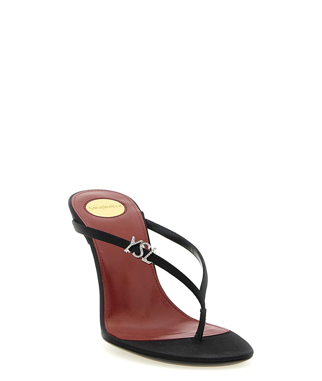 SAINT LAURENT Черные синтетические босоножки, фото 2