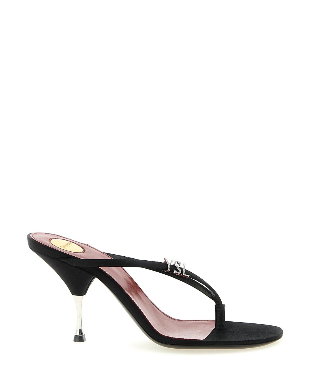 SAINT LAURENT Черные синтетические босоножки, фото 1