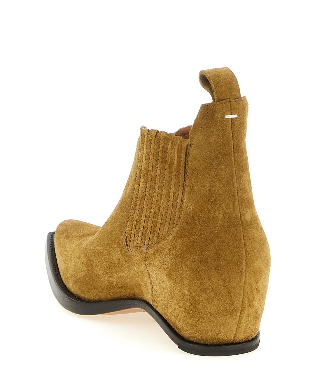 MAISON MARGIELA Горчичные замшевые высокие ботинки, фото 3